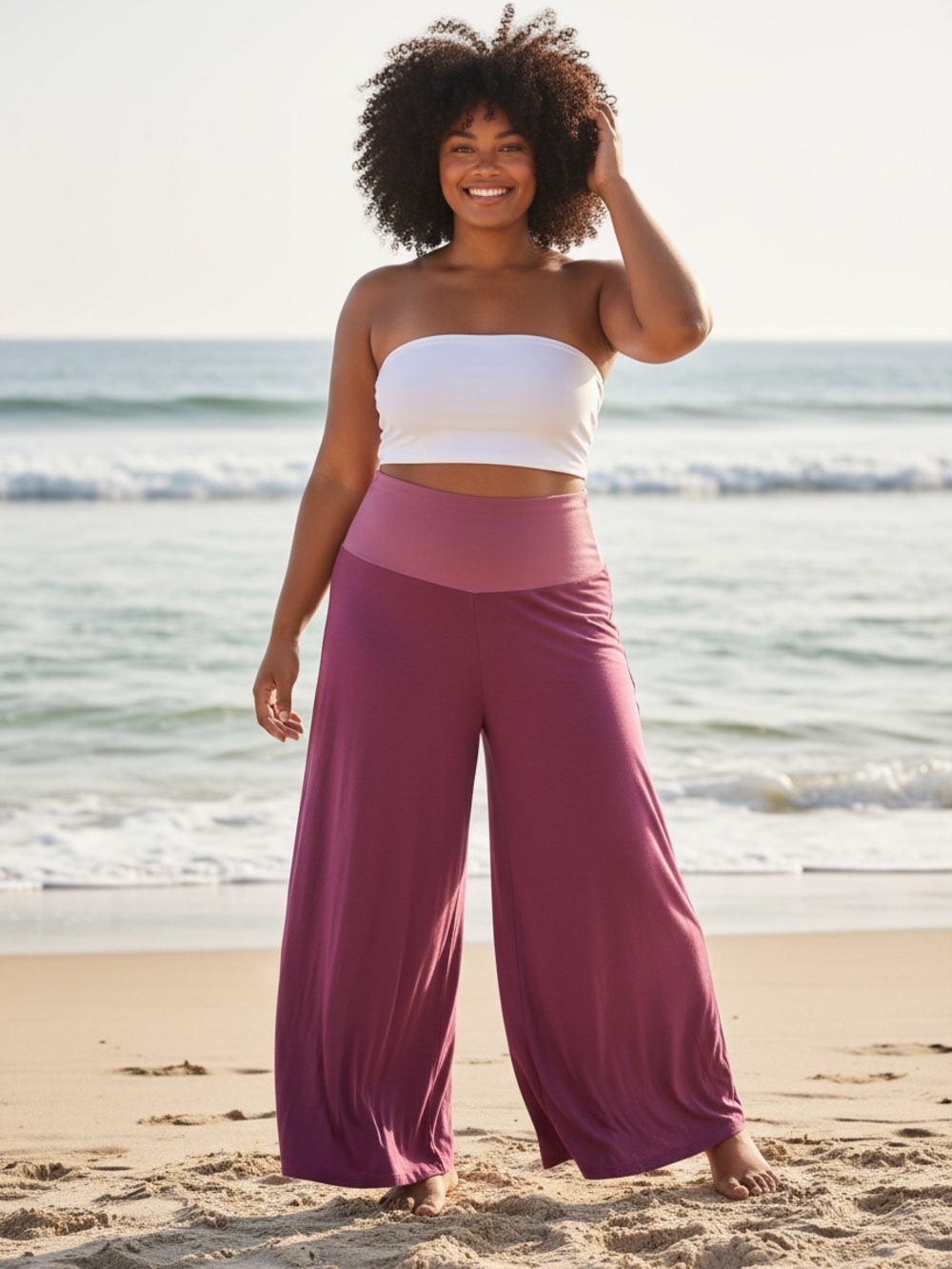 Burgundy Palazzo / Yogini Wide Leg Pants